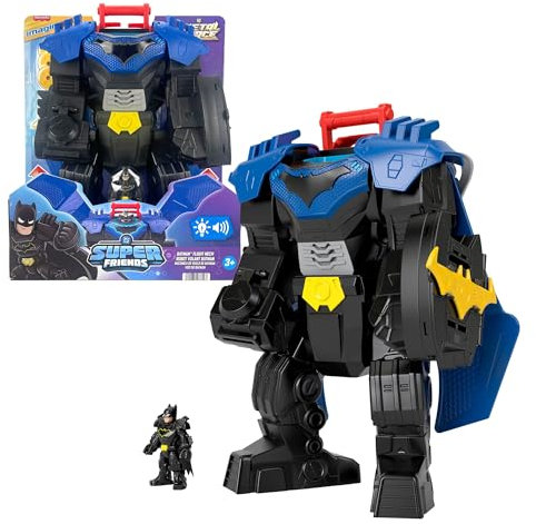 Fisher-Price Imaginext DC Super Friends Batman Flug-Mech mit Lichtern, Soundeffekten und Bewegungsmechanismus sowie Einer ca. 7 cm großen Actionfigur, ca. 37 cm großes Spielzeug, JDL03