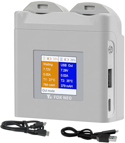 LYONGTECH LCD Caricabatteria per DJI Neo Drone,Caricatore con Display,Hub di ricarica a due vie,Carica Batteria Accessori