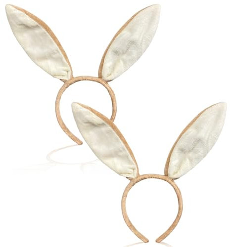 TUONYIS 2 Stück Hasenohren Haarreif Plüsch Hasenohren Stirnband Oster Hasenohren Haarreif Hasenohren Haargummi Halloween Bunny Ears Haarband Ostern Plüsch Hasenohren HaarbäNder für Kinder(Braun)