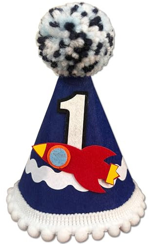 GotGala Rocket One Outer Space 1st First Birthday Party Hat Crown Headband for Boys Circle The Sun 1st Birthday Baby Shower Gender Reveal Party Supplies Decorations(Space)