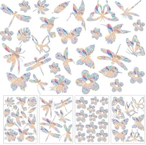 Prism Window Stickers 42 PCS Anti-Collision Window Decals Rainbow Window Film for Stops Birds Flying in Windows