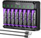 POWXS Batterie al litio ricaricabili AA con caricabatterie, 1,5 V AA 3000 mWh, batterie ricaricabili ad alta capacità, confezione da 8