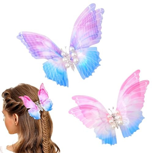 2 PCS Farfalla Mollette per Capelli Bambina, Fermagli per Capelli Donna, Fiocco Capelli Neonata, Clip Capelli Accessori, Fermagli per Capelli a Farfalla Colorato Barrette a Farfalla 3D