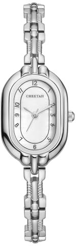 CHEETAH Armbanduhr Damen Analoge Quarz mit kleinem Vintage Metallarmband Silber Uhr Damen, Leicht Ablesbares Ziffernblatt in Blau wasserdichte Watch für Frauen Mädchen