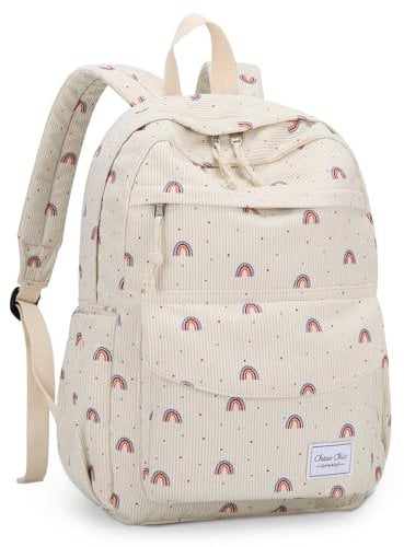 Chase Chic Schulrucksack Mädchen,Cord Rucksack Teenageralter Leichter Schulranzen Daypack für Schule,Regenbogen