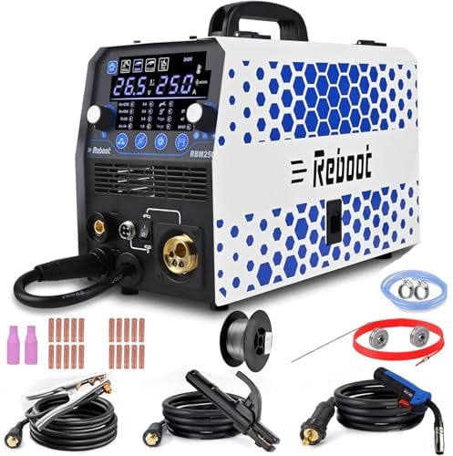 MIG Welder,250Amp 6 in 1 Multi Process Welding Machine,Gas/Gasless Flux Core MIG/Stick/Lift TIG/Spot Welding/Spool Gun 230V Aluminum Welder