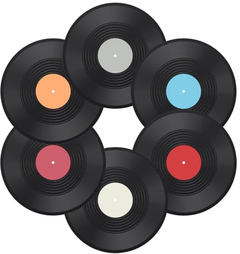 Cabilock Vinyl Rekord Wanddeko, Reines Schwarz 6 Stück Retro DIY Schallplatten Dekoration aus Kunststoff für Wohnzimmer Bar Restaurant, Vintage Wandaufzeichnungen Deko Party Events