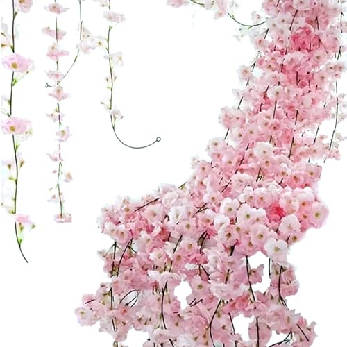 3 Stück Kunstblumen Girlande, Kirschblüten Deko Je 1,8 m, Künstliche Blumenkette, Künstliche Kirschblüten, Deko Blumen Ranken, Für Garten, Hochzeit, Party Und Geburtstag Dekorationen Blumen Girlande