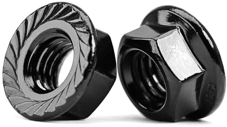 MINHER M10-1,5 Tuercas Hexagona de Brida, Acero Inoxidable 304 Óxido Negro, DIN 6923 (5 Piezas)