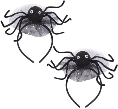 Lufdegim 2 Stück Halloween Spinnen Haarreif Karneval Haarschmuck, Haarband Spinne mit Augen, Haarreif Halloween Damen zu Halloween, Karneval und Fasching Dekoration