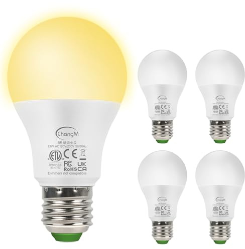 ChangM E27 Glühbirne mit Lichtsensor, LED Lampe Tageslichtsensor, Leuchtmittel mit verstellbarem Dämmerungssensor, 13W LED Glühbirne Dämmerungssensor, Warmweiß 4 Pack