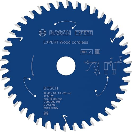 Bosch 1x Expert Wood Cordless Circular Saw Blade for Handheld Circular Saw | for Softwood, Hardwood, Ø 140 mm, Professional Accessory Hand-Held Cordless Circular Saws