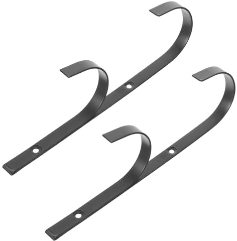 WHAMVOX 2pcs Multi-use Iron Pole Hooks for Pool Skimmer and Outdoor Tools Heavy-Duty Wall Hangers Compatible with Various Surfaces Black Metal Storage Hooks for Swimming Pool Accessories