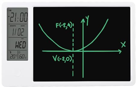 SIXRUN Digital Desktop Calendar, LCD Writing Tablet, Compact Desk Planner Clock with Temperature and Date Display for Office and Home Use (White)