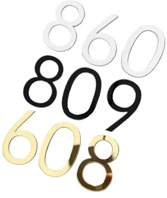 3D House Number Chrome Adhesive, Self-Adhesive Acrylic Number Plate 0-9 For Door Drawer, Multicolor, 5x3.3cm(Gold 7)