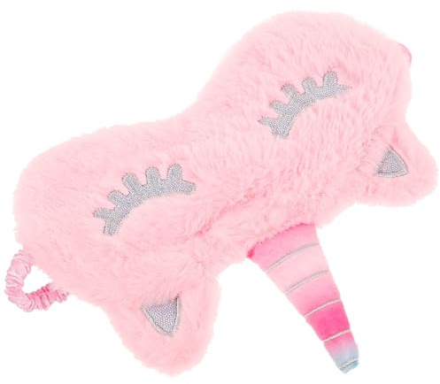 Plüsch Augenmaske Rosa mit Einhorn Motiv für Junge Mädchen und Reisen | Weicher Haarriemen, kein Druck auf Augen, für Empfindliche Haut, Schlafen und Unterwegs