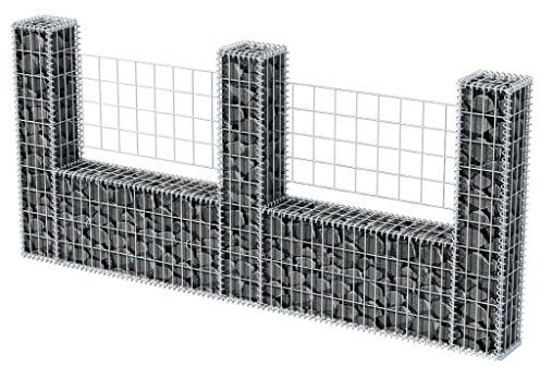 Festnight Gabione Steingabione Drahtkorb U-Form Stahl 240 x 20 x 100 cm