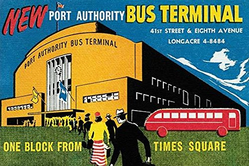 A postcard promoting a new bus terminal one block from times square in New York City Poster Print (18 x 24)