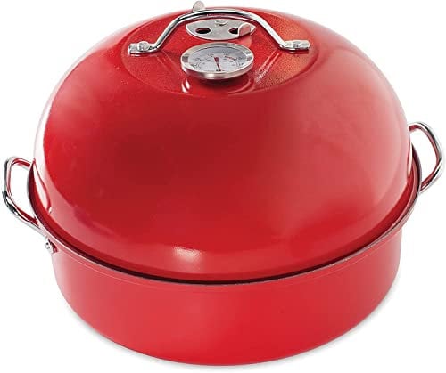 Nordic Ware 365 - Ahumador de cocina para interior y exterior, para carne, pescado y verduras, ahumador para barbacoa con indicador de temperatura, color rojo, talla única