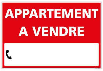Signalétique.biz France - Panneau Immobilier Appartement à Vendre avec Oeillets aux 4 coins - Rouge - AKILUX 3,5mm - Dimensions 600x400 mm - Protection Anti-UV