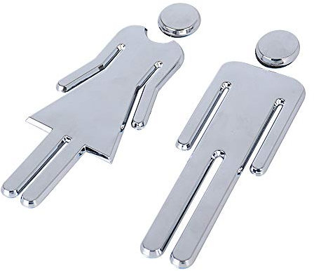 2er Set 12cm Toilettenschilder Damen herren Aufkleber WC Schilder Selbstklebend WC Zeichen Türschild Set für Toilette Mann und Frau Piktogramm Toiletten Hinweisschild Siber Bad Hotel Schul Restaurant