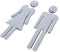 2er Set 12cm Toilettenschilder Damen herren Aufkleber WC Schilder Selbstklebend WC Zeichen Türschild Set für Toilette Mann und Frau Piktogramm Toiletten Hinweisschild Siber Bad Hotel Schul Restaurant