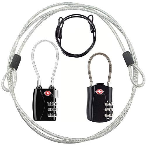 TSA Luggage Locks, Digit Combination Padlockss and Steel Cable Combination Travel Security Lock, Coded Lock for Suitcases,Travel Bag, Suit Case, Gym, Bike Locks (TSA Luggage Locks -2)