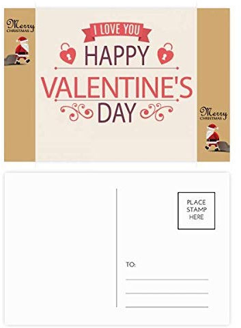 Postkarte zum Valentinstag mit Herz-Verschluss, 20 Stück