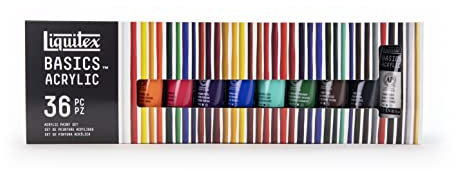 Liquitex BASICS, Set de pintura acrílica Basics 36 tubos de 22 ml, colores surtidos