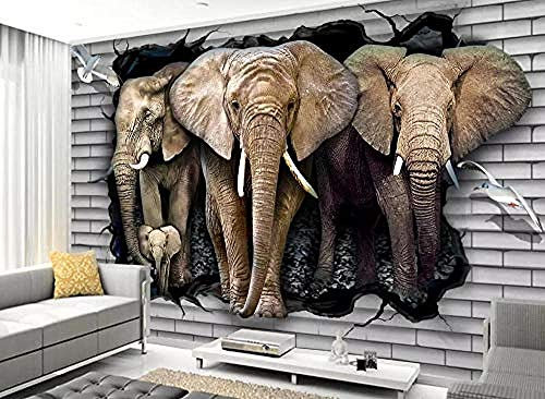 Tapete 3D Backsteinmauer Geprägt D Elefant Tapete Vlies Wanddekoration fototapete 3d effekt tapete tapeten wald vintage wandbild wandbilder kinderzimmer-150cm×105cm