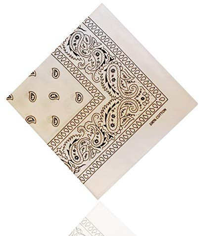 ledermodefashion 3er 6er 12 er Set Bandana Tuch versch Farben 100% Baumwolle Kopftuch Halstuch Nickituch Schal (Weiß)