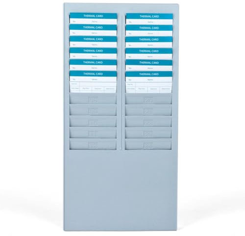 Flexzion Porte-Cartes Horaires 24 fentes de poche Support mural compatible avec les cartes 7 pouces Pyramide Série 2000 6000 Enregistreur de temps de présence pour pointage au bureau (Gris)