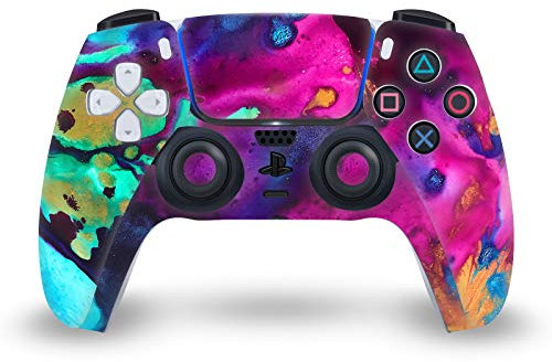 Head Case Designs Offizielle Zugelassen Mai Autumn Türkisfarbener Wein Kunst Mix Vinyl Frontplatte Haut Gaming Aufkleber Abziehbild Abdeckung kompatibel mit Sony PlayStation 5 PS5 DualSense Controller