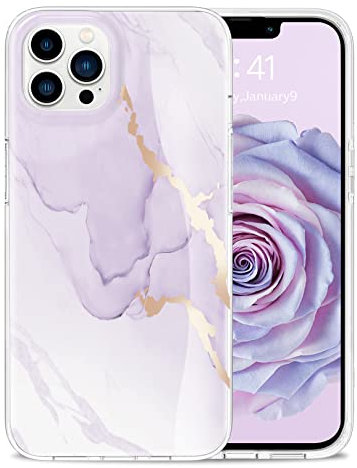 Togestar für iPhone 13 Pro Max Hülle Marmor, [Verblasst Nicht] MoonRiver Series Ultra Dünn Aesthetic Glitzer Handyhülle, Flexible Silikon TPU Schutzhülle Marble Case, Lila