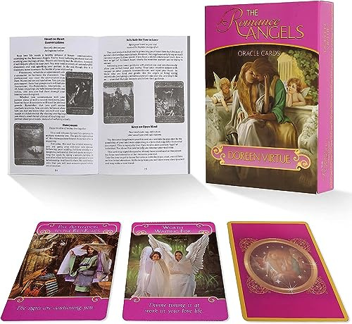 Gayrrnel Cartes de tarot pour débutants, 44 oracles d'ange romantiques, faites à la main, idéales pour l'apprentissage, ensemble rare de Doreen Virtue