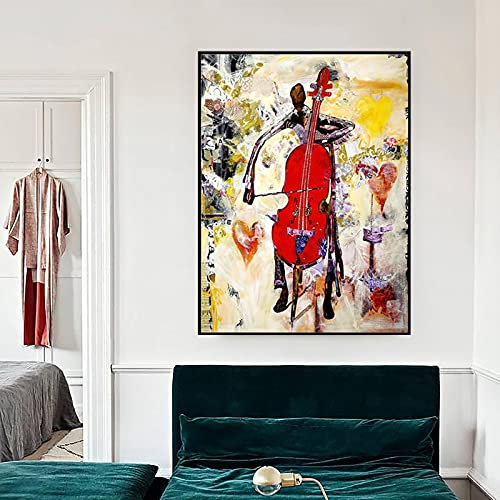 Wandkunst Leinwand Gemälde Vintage Musiker Spielen Cello Poster Drucke für Wohnzimmer Wohnkultur Bild 30x40cmx1pcs rahmenlos