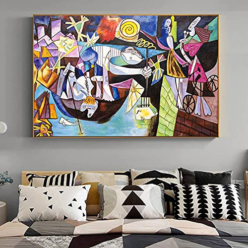 Zhadongli Art Reproduktion Kunstwerk Abstrakte Nachtfischen von Picasso Leinwand Malerei Poster und Druck Wandkunst Bild Dekoration 80x100cm (31x43in) Rahmenlos