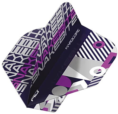 RED DRAGON Peter Wright Snakebite Hardcore Stack Black and Purple Dart Flights - 3 Sets Per Pack (9 Flights in Total)