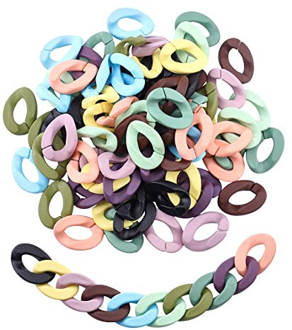 SUPERFINDINGS 100 Stück 10 Farbige Undurchsichtige Sprühlackierte 30X21X6mm Acryl Verbindungsringe Schnellverbindungsverbinder Eiscreme Farbe Schnellverbindungsverbinder Für Schmuck Basteln