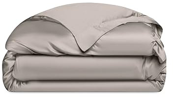 Cozy Earth Luxury Duvet Cover Queen - 100% Viscose from Bamboo - Ultra-Soft, Cooling & Lightweight Duvet Cover - Temperature-Regulating Bedding with Concealed Zip & Interior Snap Closures - Driftwood