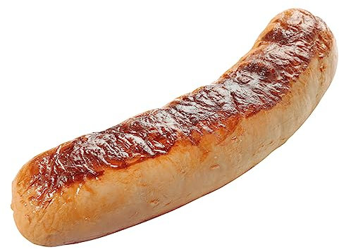 Fake Weiße Bratwurst gegrillt, Grillwurst Lebensmittel-Attrappe 4 x 13 cm Dekoration Imitat Fake Food