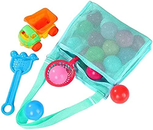 Youning Kinder Mesh Strandtasche Strandspielzeug Netztasche Tasche für Sandspielzeug Outdoor Rucksack Beutel Kinder Leicht Mesh Beach Bag Shell Collecting Bag Faltbare Aufbewahrungstasche