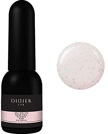 Didier Lab - Premium Rubber Base Gel Pink 10ml - LED UV Nagellack Rosa mit Schimmernden Flakes - Unterlack für Nägel - Gel Nail Polish - Base Coat UV Gel Nagellack Pink - UV Lack für Maniküre