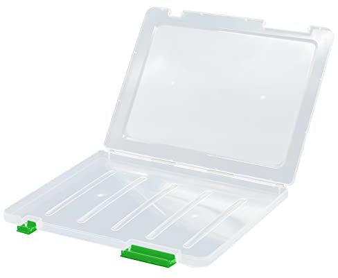 CIOUYAOS A4 Aufbewahrung Transparente Aktenbox, Slim Flache Aufbewahrungsbox, Tragbarer Kunststoffbox, File Papier Organizer Storage Dateibox, Clear Plastic Halter für Büro, Schulbedarf, Zubehö(grün)