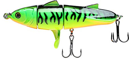FainFun Schwimmender Rotierender Köder, Whopper Plopper mit Schwenkbarem Flosse, Popper Wobbler Kunstköder Lebensechte, Traktor Harter Köder, Oberflächenköder Propeller für Süßwasser Salzwasser, Grün