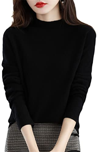 Youllyuu 100% Pure Merino Wool Mock Neck Pullover Cashmere Seamless Sweater Woman Knitted Jumper Tops