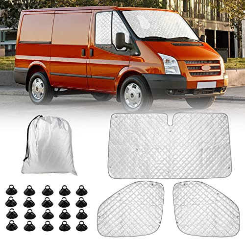 Opaltool Thermomatte Fahrerhaus Innen für Ford Transit Van MK7, 3-teiliges UV- & Wasserschutz Sonnenschutz Frontscheibe Innen für Wohnmobil Privatsphäre & Temperaturkontrolle