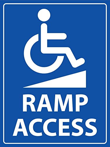 Warning Sign Disabled Ramp Access Novelty Tin Poster Metal Tough Tin Sign For Indoor,Outdoor Use 20X30Cm
