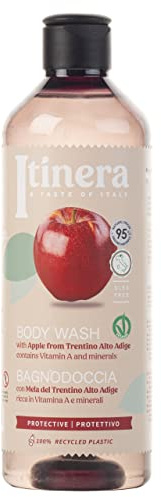 ITINERA Bagnoschiuma, gel doccia/bagnococcia protettivo alla mela del Trentino, 95% ingredienti naturali, 370 ml 1 pezzo