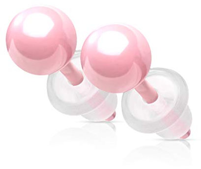 Bungsa Kugel-Ohrstecker 8mm aus Keramik Damen - Rosa